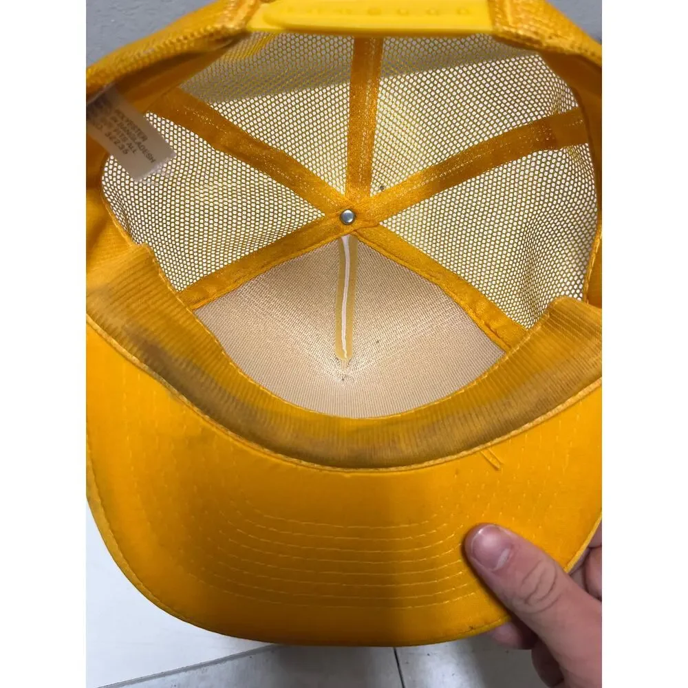 Vintage “EAT RIGHT. EXERCISE. DIE ANYWAY.” Snapback Trucker Hat Cap Yellow Mesh